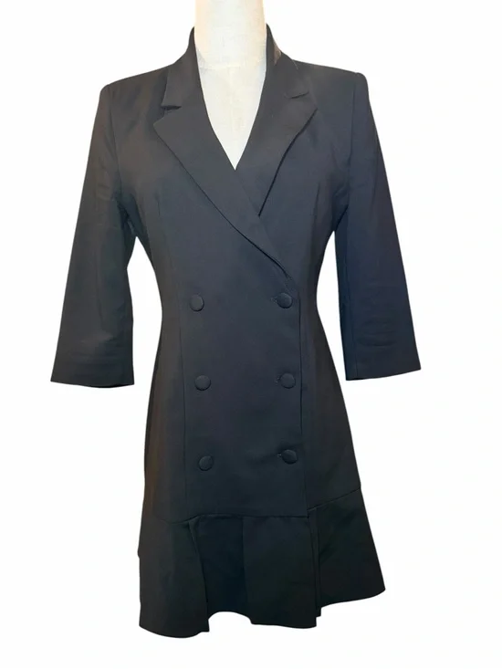 pleated blazer dress zara Zara - Double Breasted Blazer Dress With Chain - Black